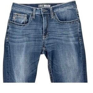 BKE Jake Straight Leg Jeans Mens 32x32 Blue Medium Wash Embroidered Pockets